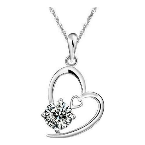 JS N139 Heart Zircon Necklace White Gold Color AAA High Quality Jewelry Nickel Free Austrian Crystal Necklace