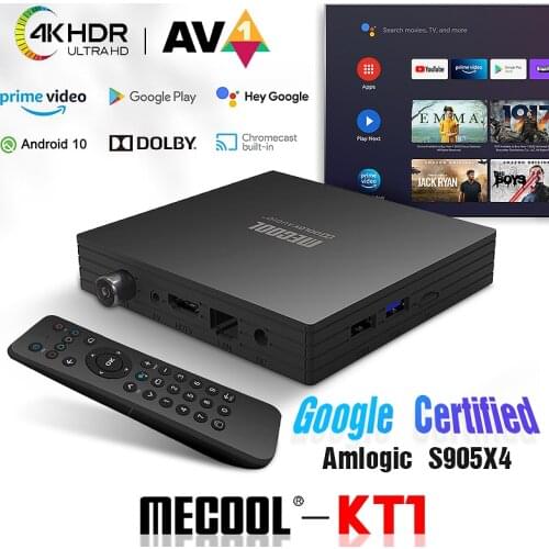MECOOL KT1 Amlogic S905X4 Smart TV BOX DVB-T2 Google Certificated Android 10.0 TV 2GB 16GB 4K HDR AV1 TV BOX Set Top Box