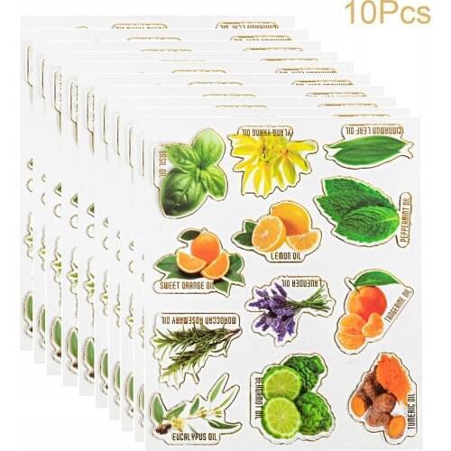 MUB-10PCS Turmeric Oil DIY Stickers Blank Essential Oil Bottles Cap Lid Labels Bottles Body Stickers For All Perfume bottles