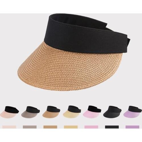 Summer Sun Hat 2021 Women Men Beach Raffia Hats Empty Top Tennis Golf Cap Vintage Straw Panama Fishing Hiking Cycling Headwear