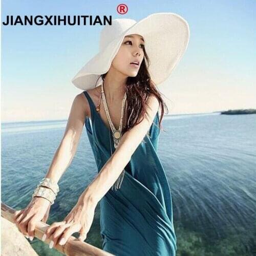 2017 summer Fun Summer Women Foldable Wide Large Straw Hat Sun Beach Beach Hat For Ladies Stylish Hats Girls Holiday Hat