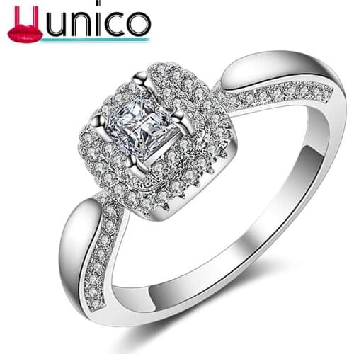 UUNICO 2018 New Arrival Oval Heart Cut Design White CZ Silver Color Ring Size 6 7 8 9 Fashion Women Jewelry Gift u1189