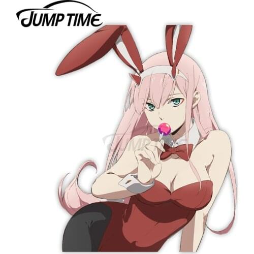 Jump Time 13 x12.3cm For Darling in the Franxx Zero Two Laptop Waterproof Car Stickers Anime Windows Decor Decal Bumper Graphics