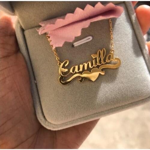 Custom Heart Name Necklace Personalized Jewelry Stainless Steel Rose Gold Filled Nameplate Pendant Necklace Bff Gifts For Women