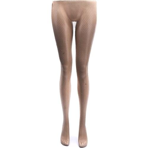 Women Nylon Stocking Rhinestone Collant Femme Diamond Sexy Tights Transparent Fishnet Stockings Pantyhose Diamond Party