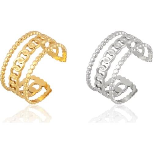 Womens Stainless Steel Rings Chain Open Finger Rings For Women Geometry Statement Snake Ring Rings Jewelry Chain Rings
