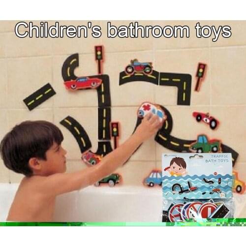 23pcs Eva Car Rail Chuck Traffic Model Children Bathroom Bath And Water Toy City Puzzle For Baby