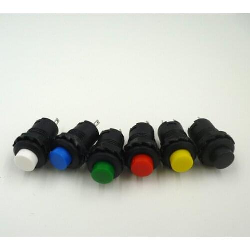 30pcs/lot DS-228 DS-428 6-Color NO 12mm Round Control Self-locking Switch Push Button Switch