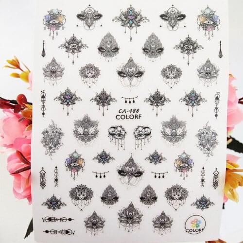 3D Nail Stickers Designer Mandala Lotus Eyes Crystal Nail Supplies Manicure Art Decoraciones Foil Decals Accessories