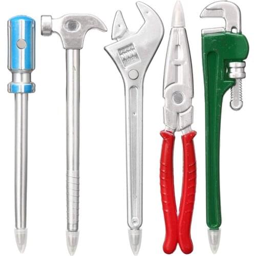 5pcs Funny Novelty Hardware Ballpoint 0.5mm Children Pen Wrench Hammer Writing Black Color Ink Pens School Office Supplies H6829