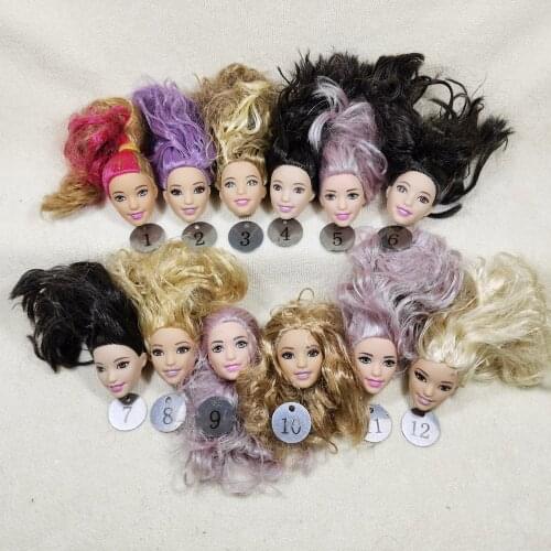 B44-8 Original Foreign trade South Asia Beauty 1/6 OOAK NUDE doll head mussed hair 17cm for DIY 1