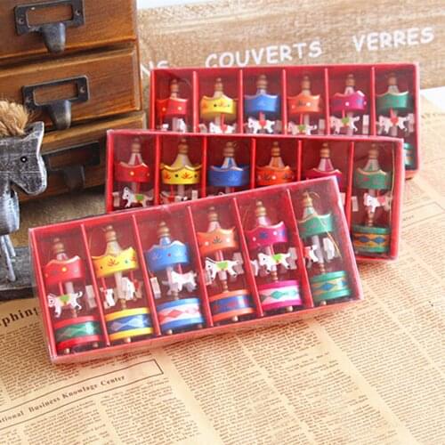 Besegad 6PCS Christmas Xmas Wooden Rocking Carousel Horses Hanging Ornaments Decorations for Home House Shop Mall Party Decor