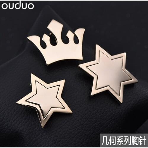 Korean style top grade six star hexagon bar pin badge brooch unisex suit geometric crown Pin sweater stars Hexagram brooch jewel