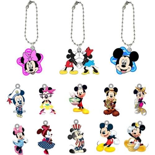 Disney Colored Ornaments Mickey Mouse Anime Theme Acrylic Doll Fashion Jewelry Schoolbag Buckle Key Chain Accessories
