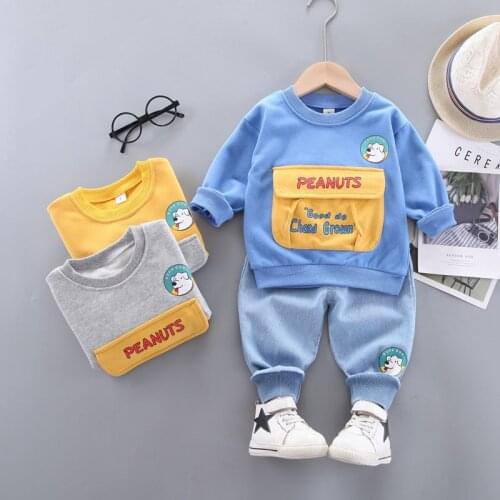 2021 Children Boys Girls Cotton Clothing Fashion Baby Sport T-Shirt Jeans Pants 2Pcs/Set Spring Autumn Formal Toddler Tracksuits