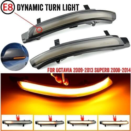 For Skoda Octavia Superb B6 3T 08-14 MK2 1Z 09-13 Car LED Dynamic Turn Signal Light Rearview Indicator Blinker Sequential Lamp