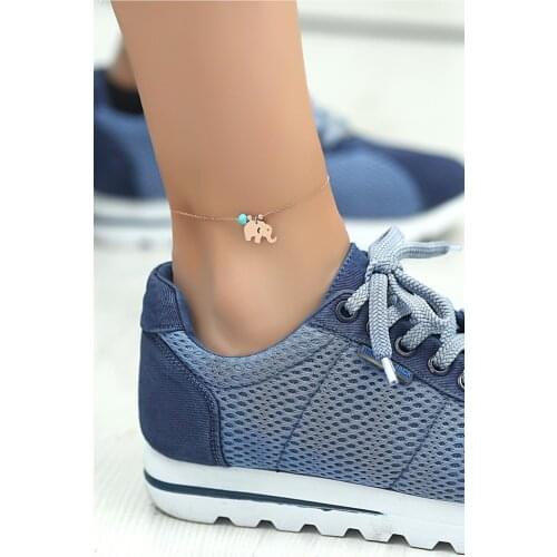 Womens 925 Sterling Silver Aquamarine Gemstone Elephant Anklet Ankle for Jewelry Jewelry