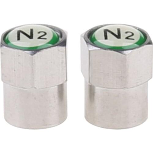 Dropshipping 2Pcs/Set Chrome Car Auto TPMS Valve Stem Caps N2 Nitrogen Tire Insert Cover APR28