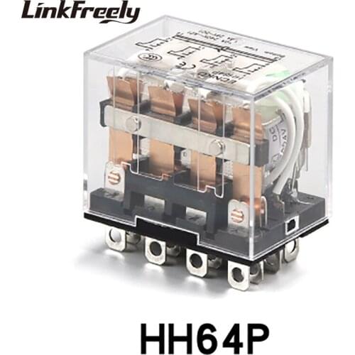 HH64P 380V Micro Mini Electromagnetic Coil Relay 10A 14Pins 4NO+4NC General Purpose Middle Voltage Relays
