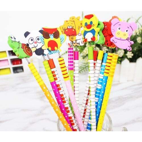 Korean Cute Creative Office Supplies Wooden Pencil Cartoon Animal Caterpillar Shape Pencil School Supplies Drawing Pencil Set