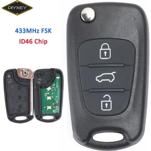 DIYKEY for Hyundai I30 IX35 ELANTRA Tucson SONATA NF 433MHz FSK with ID46 Chip Flip Folding Car Remote Key Fob 3 Button