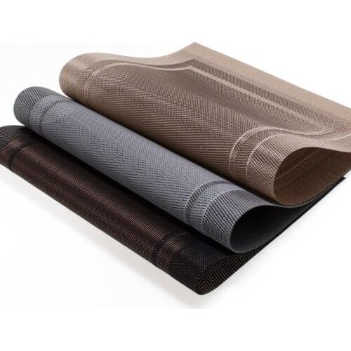 Customized Western-style placemat pvc table mat Silver gray non-slip heat insulation table mat Warp and weft Coaster deco pad