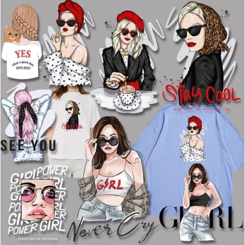 Beauty letter pattern Heat Vinyl Ironing Stickers Decor Patches for Clothing DIY T-shirt Washable Garment Accessories Appliques