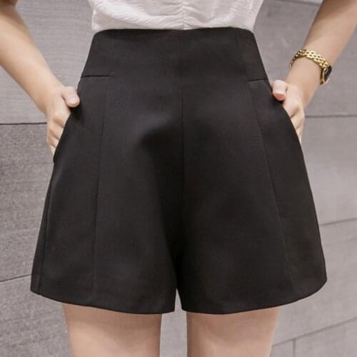 Summer Womens Clothing 2021 New Spring Autumn High Waist White Shorts Women Casual Wide Leg Ladies Black Suit Shorts Zipper