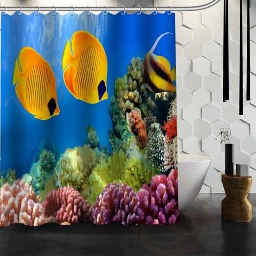 Best Nice Custom Underwater World Fish Shower Curtain Bath Curtain Waterproof Fabric Bathroom MORE SIZE WJY&1