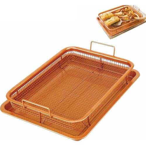 Copper Baking Tray Oil Frying Baking Pan Non-stick Chips Basket Baking Dish Grill Mesh Kitchen Tools