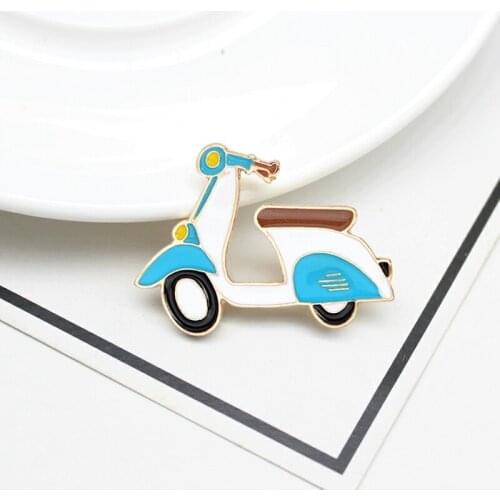 Cute Romantic Motorbike Brooch Popular Fashion Decoration Colourful Gift For Children And Girl Summer Style Pins Blue Brooch