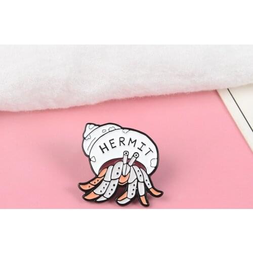 Cute Soldier Crab Antisocial Recluse Enamel Pin Stay Home Pin Jewelry Brooches Lapel Pin For Hats Backpack Coats Denim