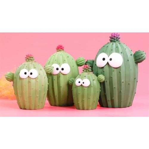 Cartoon cactus Money Boxes facial expression Unique Fun cactus plant Resin piggy bank Cute craft ornaments Creative home decor