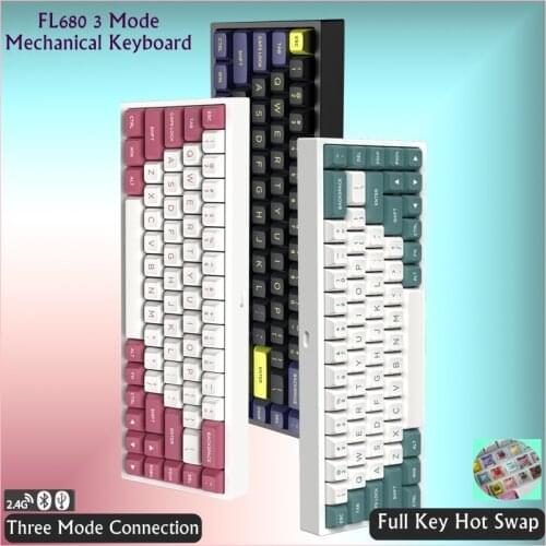 New FL680 HOT SWAP Rechargeable Multi-device/Multi-system Bluetooth Wireless/2.4G Wireless/Wired Three Mode Mechanical Keyboard