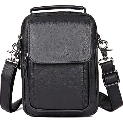 Luufan 2021 New Genuine Leather Mens Business Handbag Solid Color Shoulder Bag Messenger Bag Male Crossbody Shoulder Bag