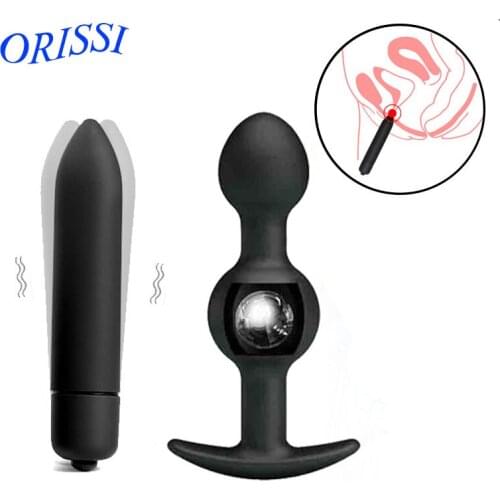 ORISSI Silicone Butt Plug Metal Ball Inside Sex Toys For Men Women Couple Anus Muscles Trainer G spot Massage Bullet Vibrator