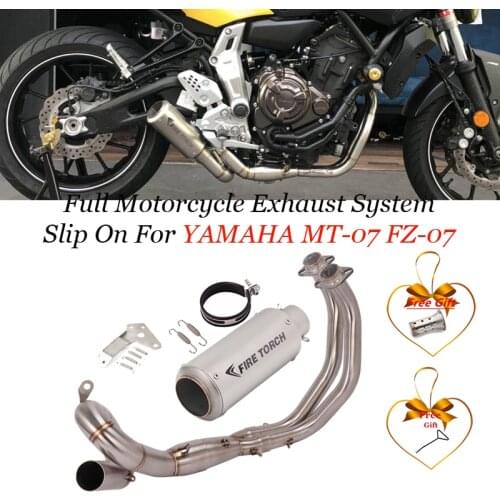 Full motorcycle exhaust system for yamaha MT-07 FZ-07 mt07 fz07 modified exhaust muffler db killer front half pipe link