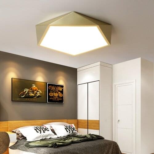 Simple Ultra Thin Ceiling Light Led 48W Geometrical Hexagon Gold 110V Led Ceiling Light Dimmable For Bedroom Sleeping Room Lamp