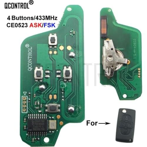 QCONTROL Car Control Remote Key Electronic Circuit Board for CITROEN C2 C3 C4 C5 Picasso Berlingo Alarm (CE0523 ASK/FSK) 4Botton