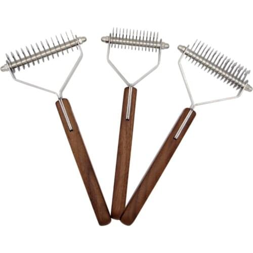 Pet supplies Untied knot knot comb Y type hair removal dog harrow comb Walnut Dog Comb Hair removal artifact Dog needle comb