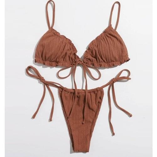 Sexy Bikini 2021 Solid Color Swimsuit Women Swimwear Push Up Bikini Set Brazilian Bathing Suit Summer Beach Wear Swimming Suits