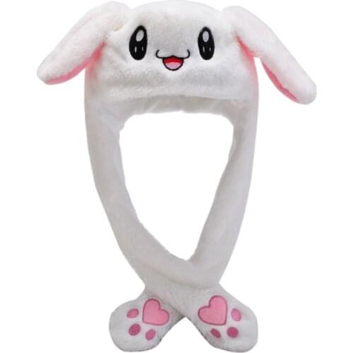 Cartoon Rabbit Ears Hat Lady Pinch Move Ears Toy Bunny Girlfriend Gift Winter Kawaii Girl Shine Sombrero Cute Fluffy Cap