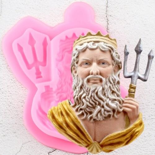 King Neptune Bust Silicone Molds Fondant Cake Decorating Tools Chocolate Gumpaste Mold Cooking Baking Candy Clay Moulds
