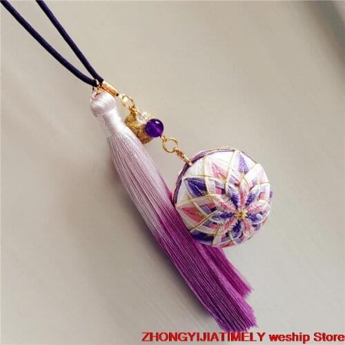 LILAC pink Temari hand ball/Temari ball Material package(make by yourself) DIY Key buckle Pendant gift
