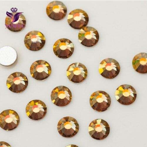 YANRUO 246AB Glass Stones Light Colorado Topaz AB Loose Stones Crystal Nails Flat back Crystal Rhinestones