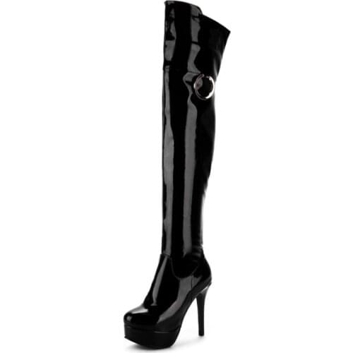 Big Size9 10 11-13 thigh high boots knee high boots over the knee boots women ladies boots Metal trim side zipper