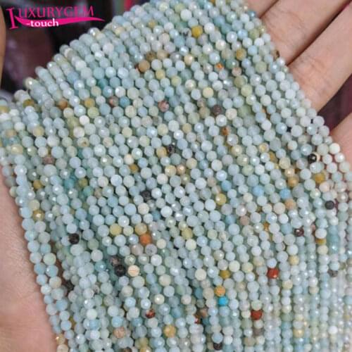 High Quality 3mm Natural Multicolor Amazonite Stone Faceted Round Loose Spacer Small Beads DIY Gems Jewelry Accessory 38cm b153
