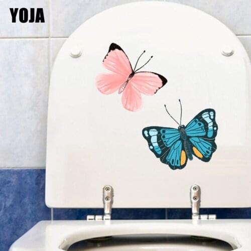 YOJA 21.6X22.3CM Cute Butterfly Wall Stickers Art Design Toilet Decal Room Home Decor T3-1241
