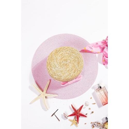 Womens Bow Double Color Straw Beach Summer 56 Cm Fedora Hat