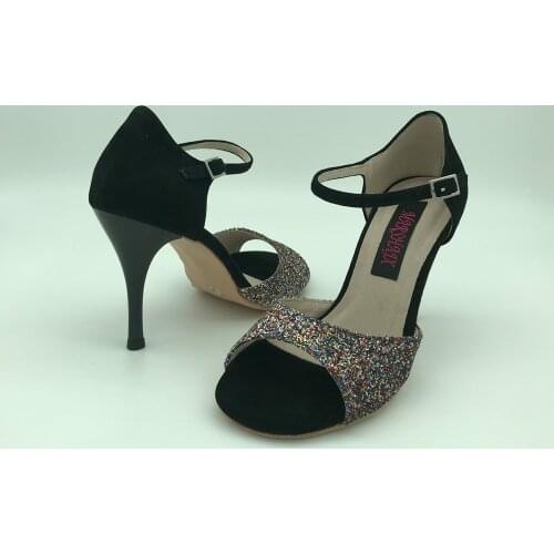 NEW Square Round Toe Argentina Tango Dance Shoes Party Shoes Wedding Shoes leather outsole NT6282D-CGBS 7.5cm 9cm heel